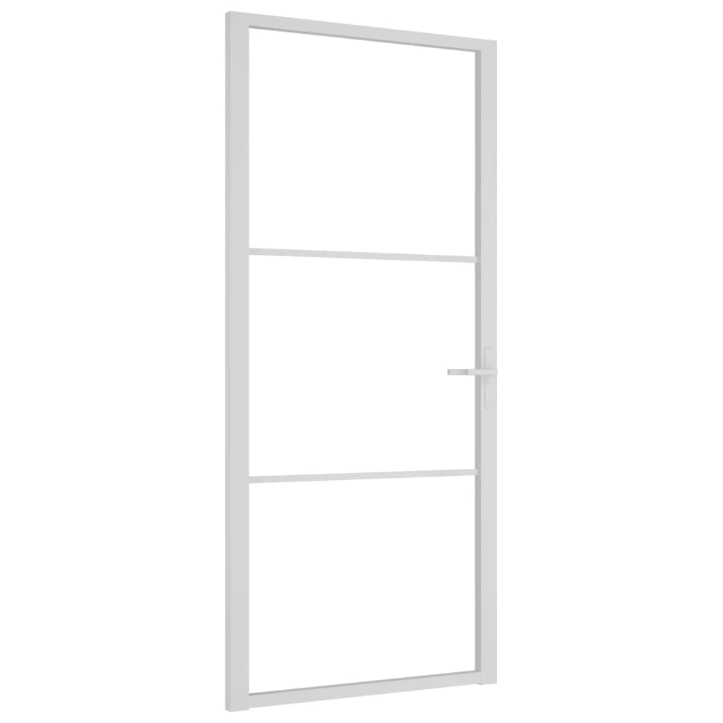 vidaXL Porta Interna 93x201,5 cm Bianca in Vetro ESG e Alluminio