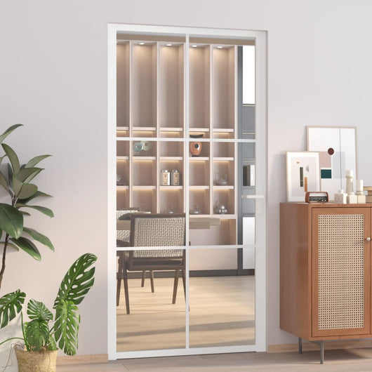 vidaXL Porta Interna 102,5x201,5 cm Bianca in Vetro ESG e Alluminio