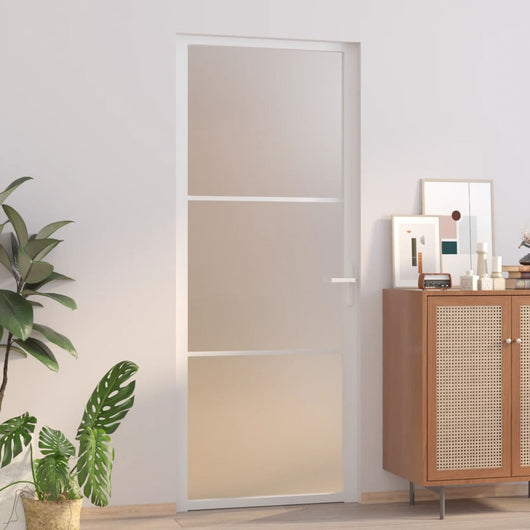 vidaXL Porta Interna 83x201,5 cm Bianco Opaco Vetro e Alluminio