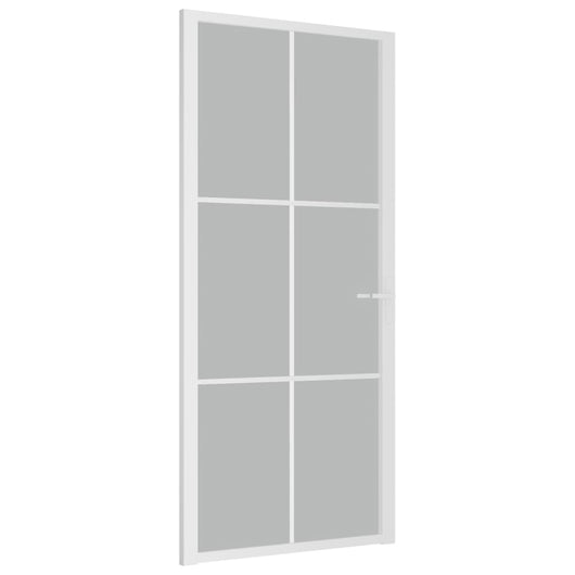 vidaXL Porta Interna 93x201,5 cm Bianco Opaco Vetro e Alluminio