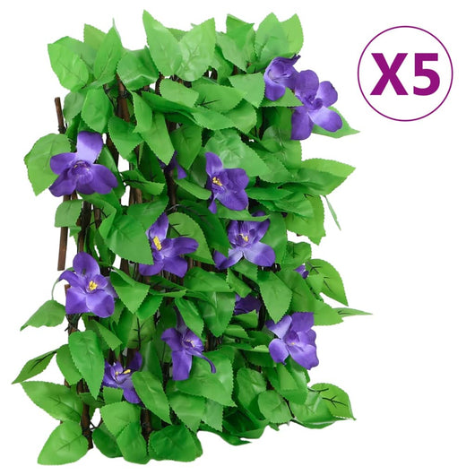 vidaXL Traliccio Edera Artificiale Espandibile 5 pz Verde 180x20 cm