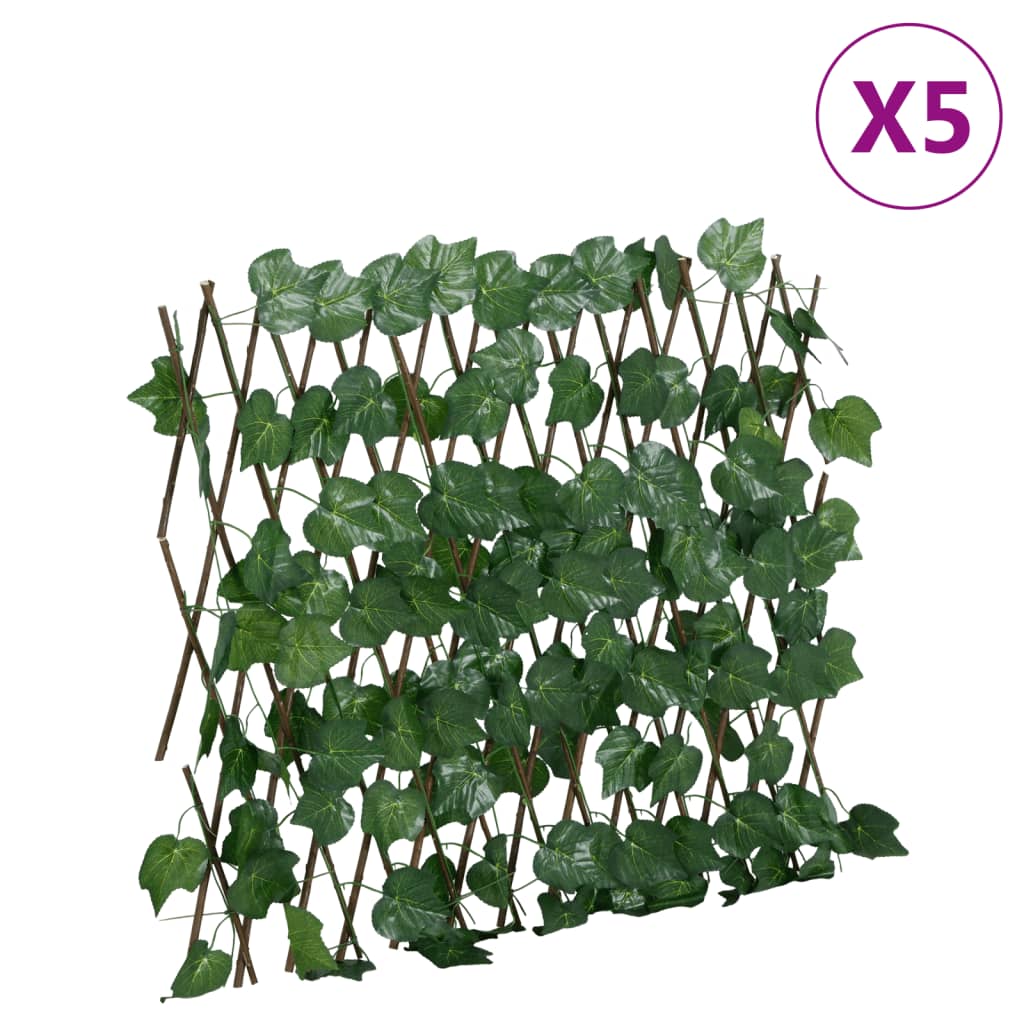 vidaXL Traliccio Foglie Vite Artificiale Espandibile Verde 5pz 190x60