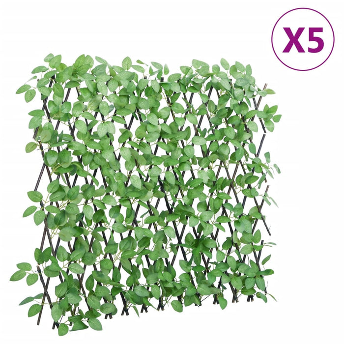 vidaXL Traliccio Edera Artificiale Espandibile 5 pz Verde 180x65 cm