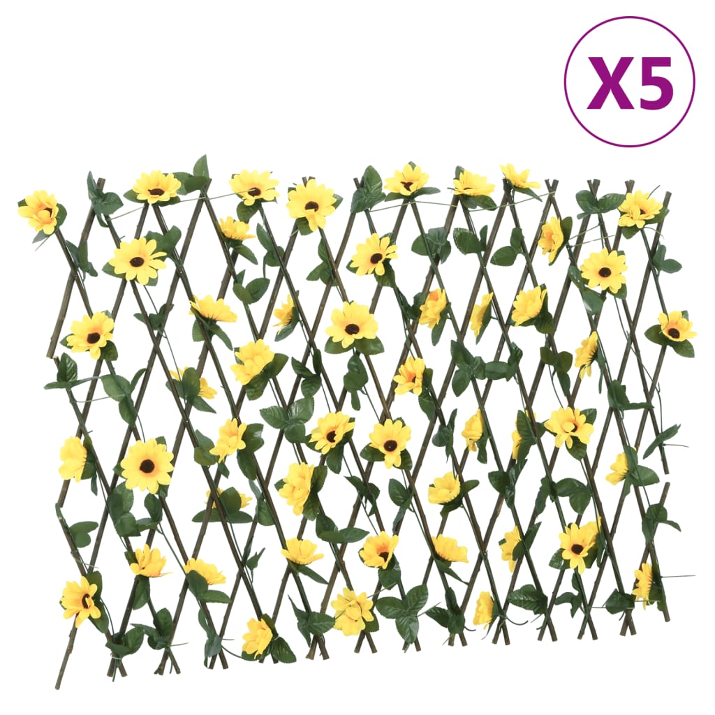 vidaXL Traliccio Edera Artificiale Espandibile 5pz Giallo 180x60 cm