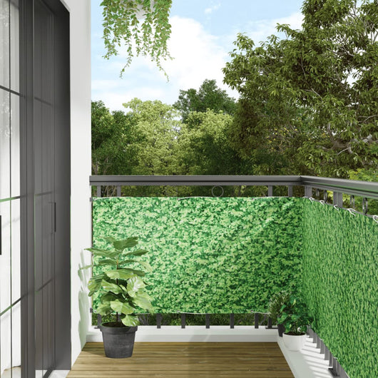 vidaXL Paravento da Balcone con Aspetto Pianta Verde 400x75 cm PVC