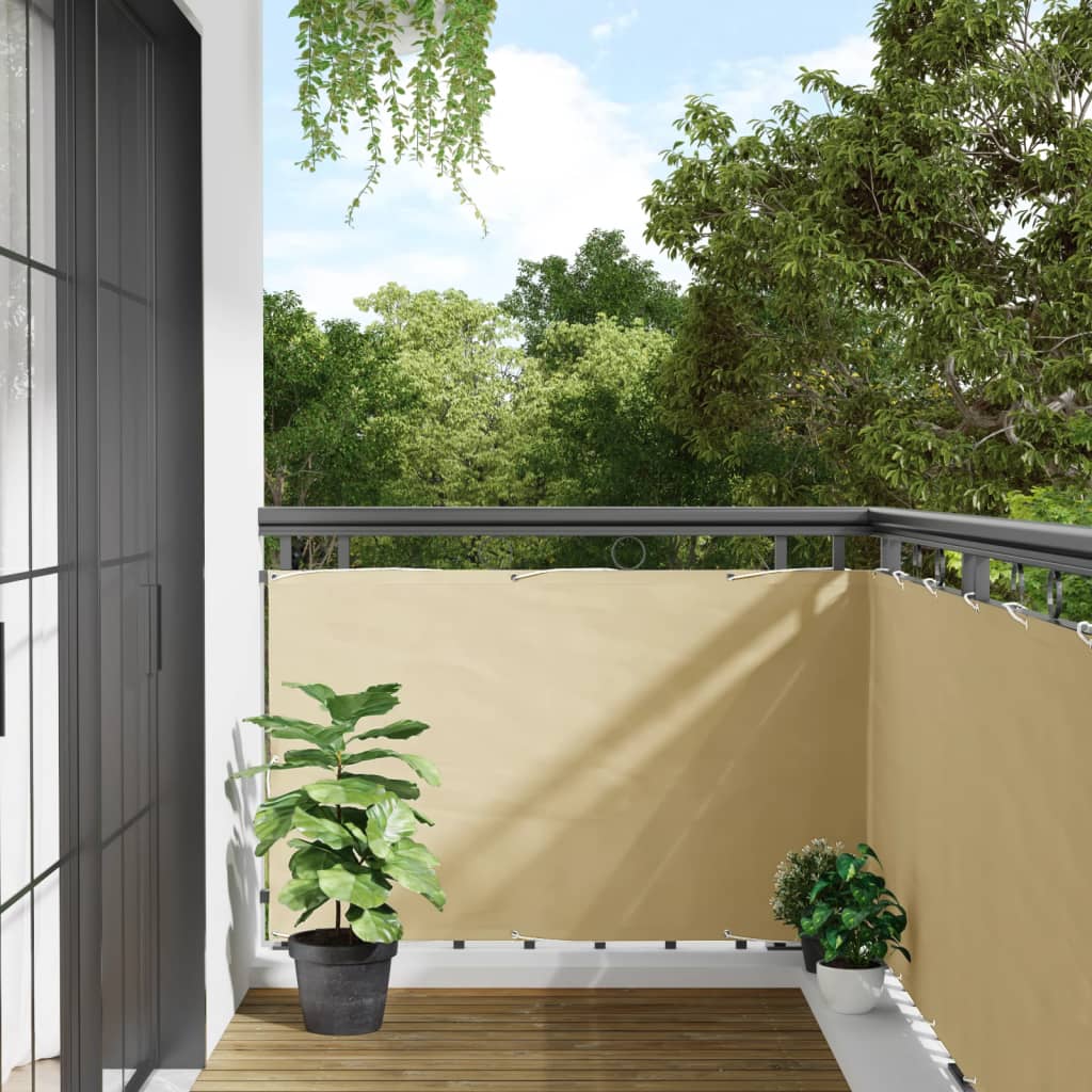 vidaXL Paravento da Balcone Crema 600x90 cm in PVC