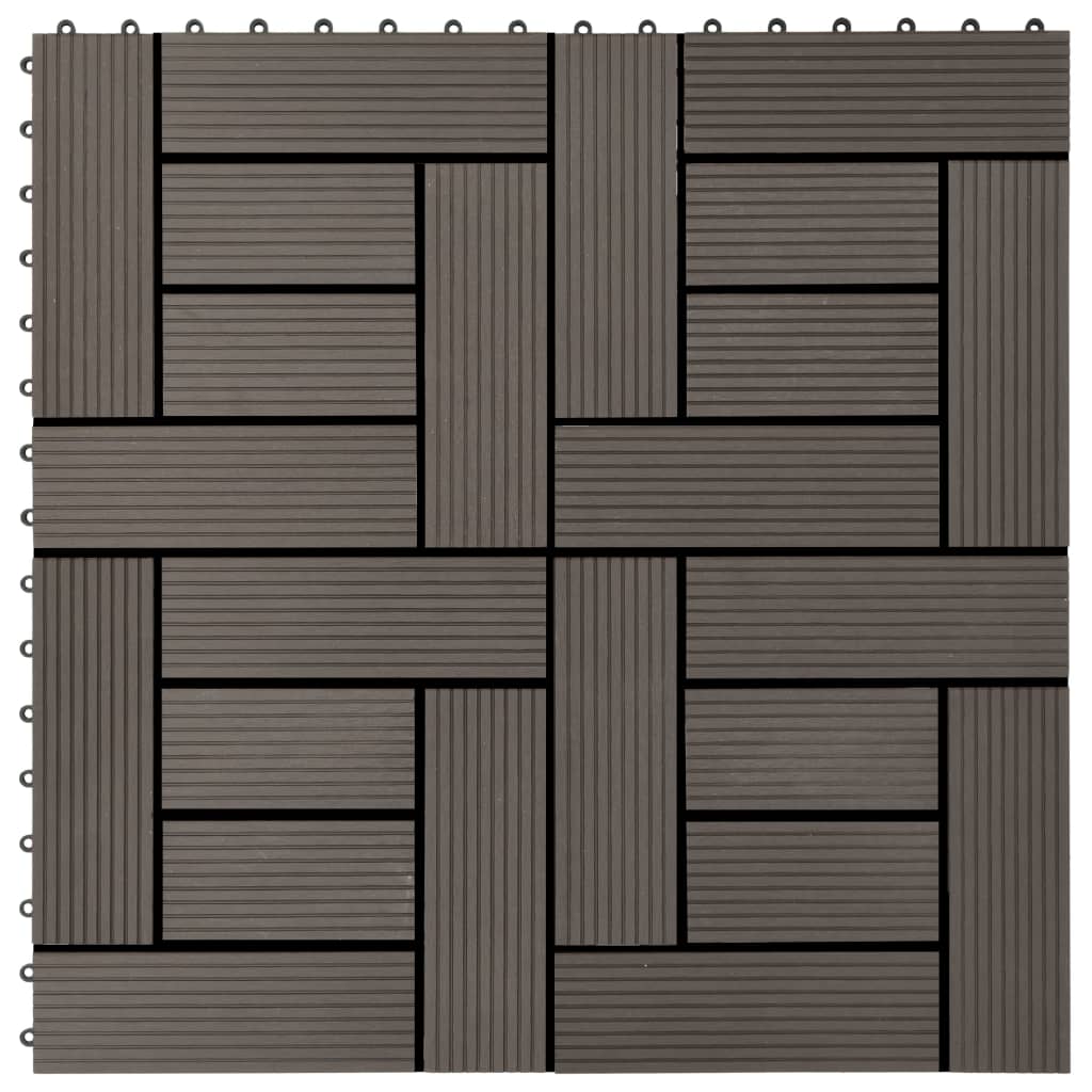 vidaXL Piastrelle per Decking in WPC 11 pz 30x30cm 1mq Marrone Scuro