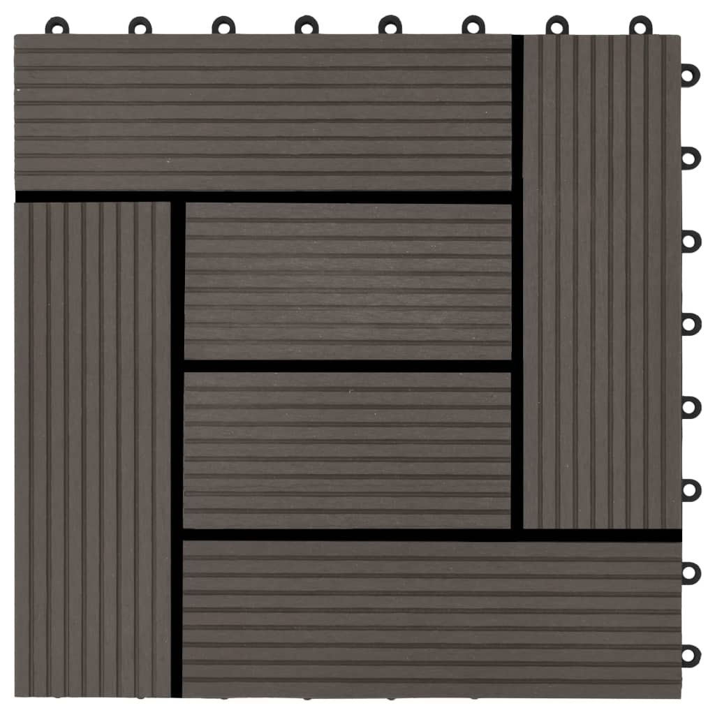 vidaXL Piastrelle per Decking in WPC 11 pz 30x30cm 1mq Marrone Scuro