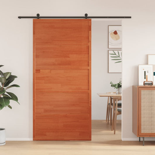 vidaXL Porta del Granaio Marrone 100x208 cm in Legno Massello di Pino