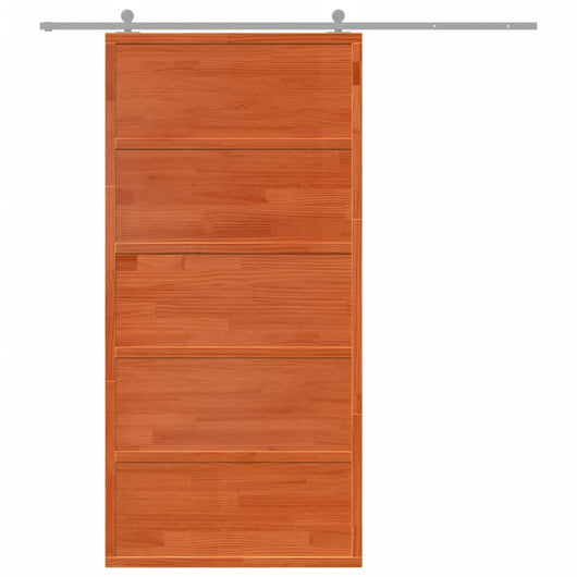 vidaXL Porta del Granaio Marrone 100x208 cm in Legno Massello di Pino