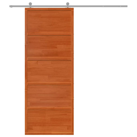 vidaXL Porta del Granaio Marrone 80x208 cm in Legno Massello di Pino