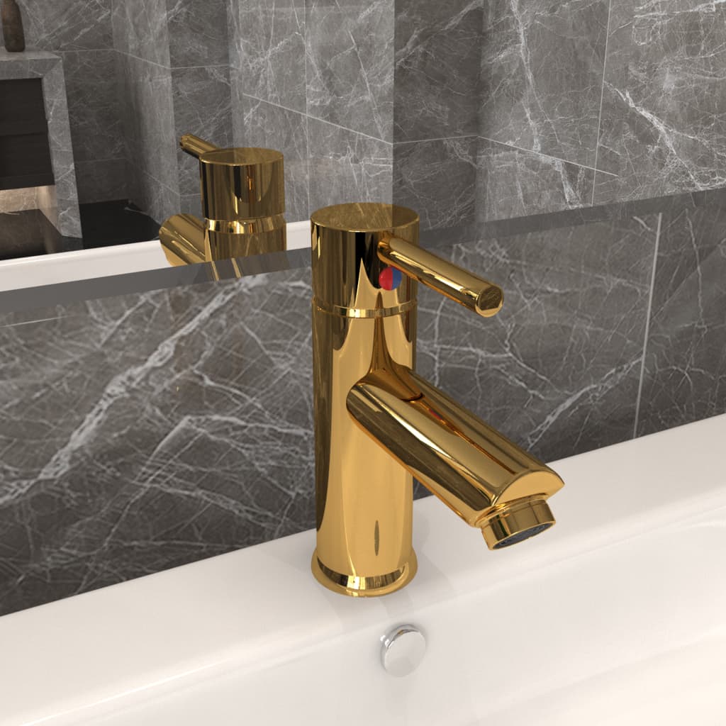 vidaXL Rubinetto per Lavabo del Bagno Oro 130x176 mm