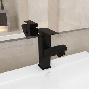 vidaXL Rubinetto Lavabo da Bagno Funzione Estraibile Nero 157x172 mm