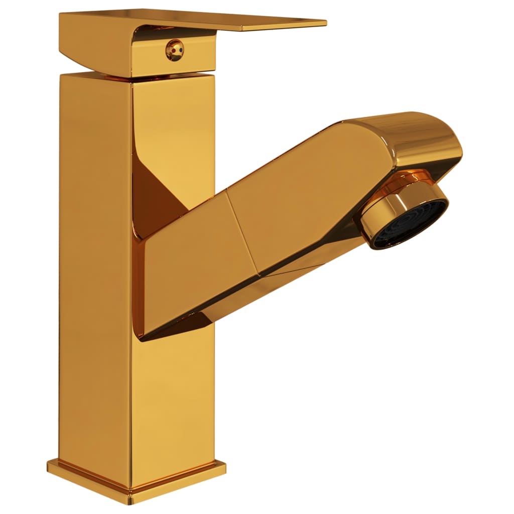 vidaXL Rubinetto Lavabo da Bagno Funzione Estraibile Oro 157x172 mm