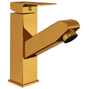 vidaXL Rubinetto Lavabo da Bagno Funzione Estraibile Oro 157x172 mm