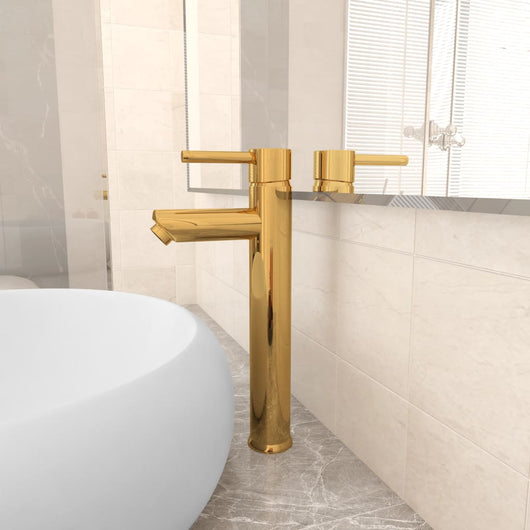 vidaXL Rubinetto Miscelatore da Bagno Oro 12x30 cm