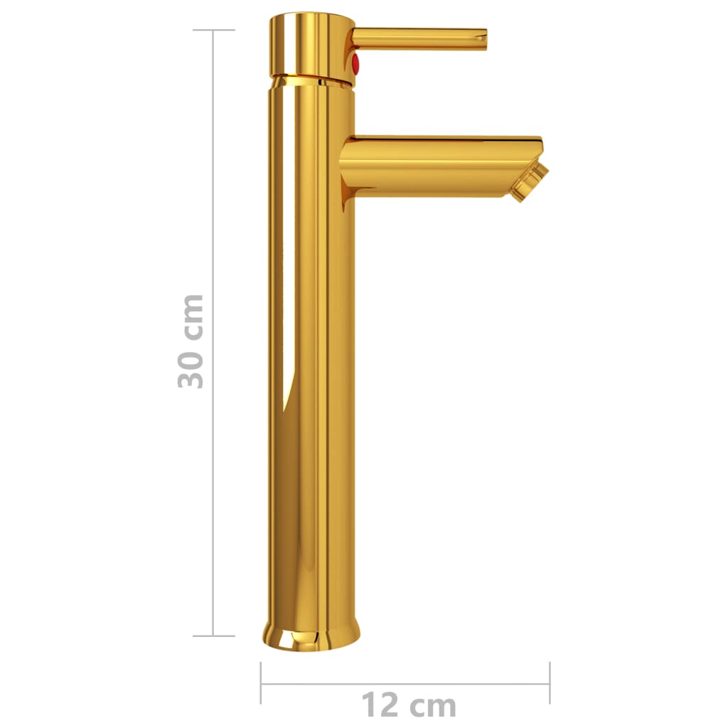 vidaXL Rubinetto Miscelatore da Bagno Oro 12x30 cm