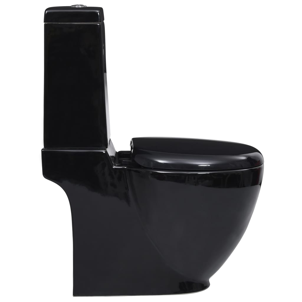 vidaXL Vaso WC in Ceramica con Scarico Dietro Nero