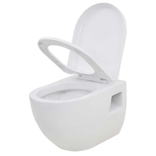 vidaXL WC Sospeso in Ceramica Bianca