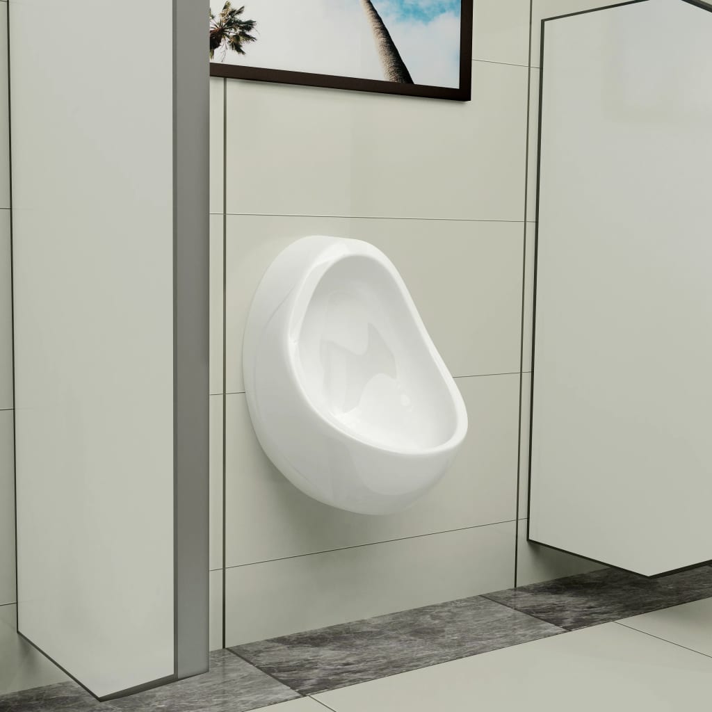 vidaXL Orinatoio Sospeso con Sciacquone in Ceramica Bianco