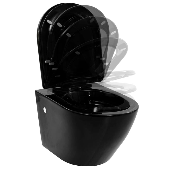 vidaXL WC Sospeso con Design Senza Bordi in Ceramica Nero