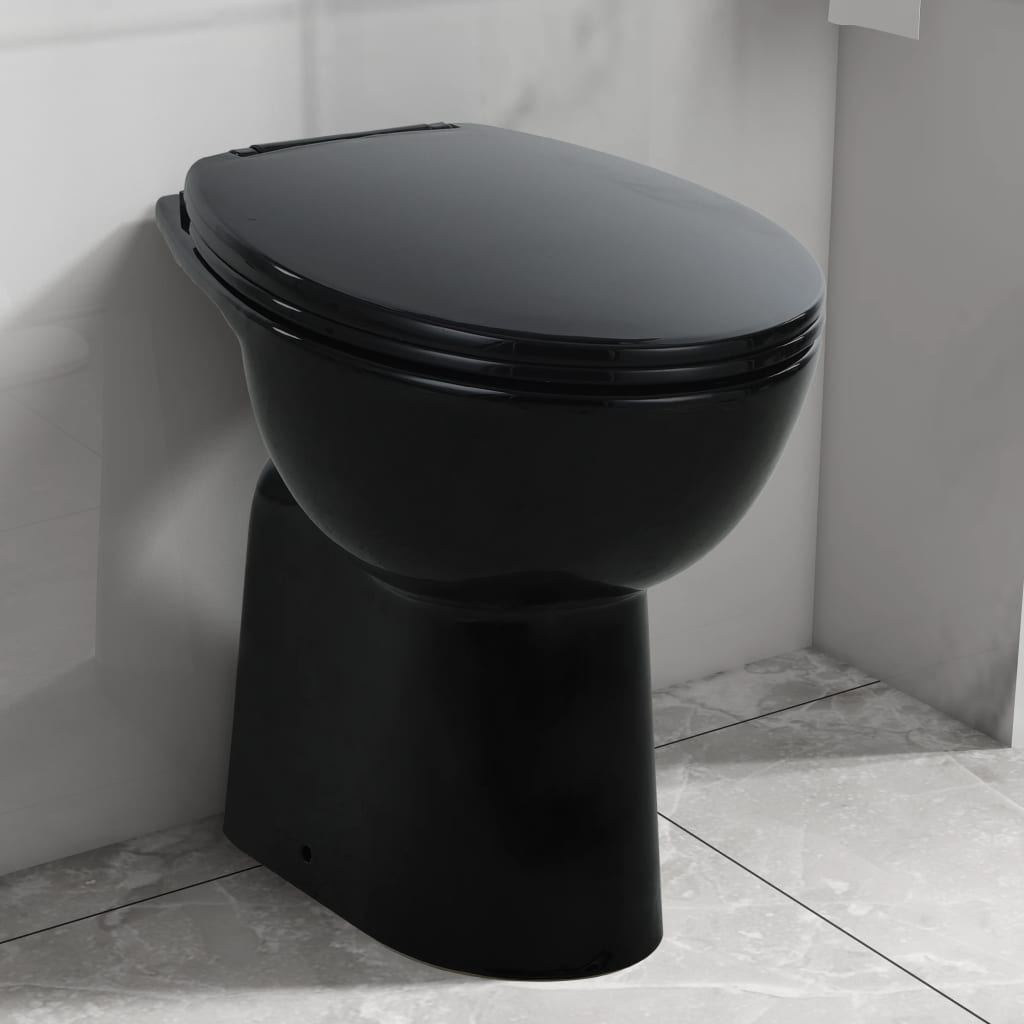 vidaXL WC Sospeso con Design Senza Bordi 7 cm Più Alto Ceramica Nera