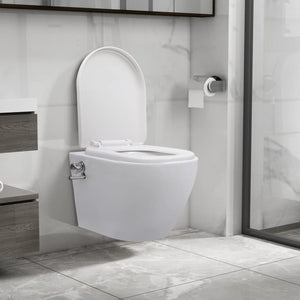 vidaXL Toilette senza Bordo Sospesa con Funzione Bidet Ceramica Bianca