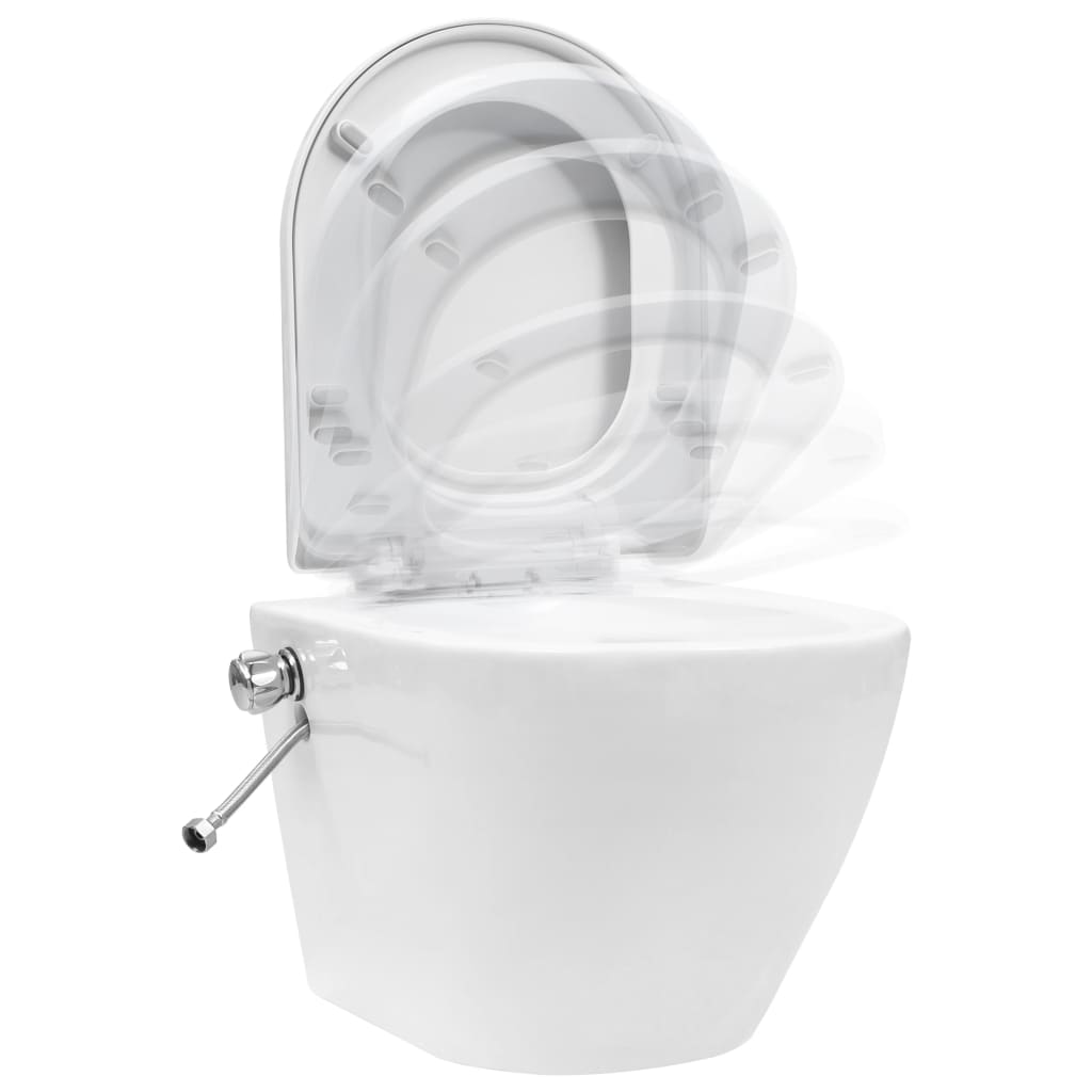 vidaXL Toilette senza Bordo Sospesa con Funzione Bidet Ceramica Bianca