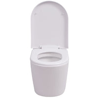 vidaXL WC Sospeso in Ceramica Bianca