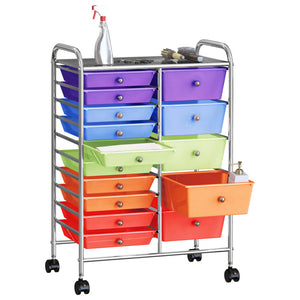 vidaXL Carrello Portaoggetti XXL 15 Cassetti Multicolore in Plastica