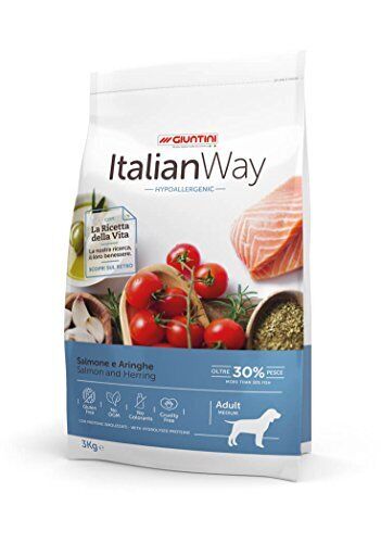 Italian Way Cibo per Cani Ipoallergenico Salmone e Aringhe - Adult - Medium -...