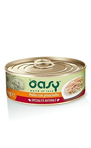 Oasy Gatto Filetti di Pollo con Prosciutto 70 gr x 24 pz Cibo Alimento Umido ...