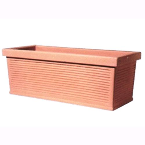 Vaso Rettangolare Mod. Cassetta Millerighe,Resina Colore Impruneta 73x35x31cm