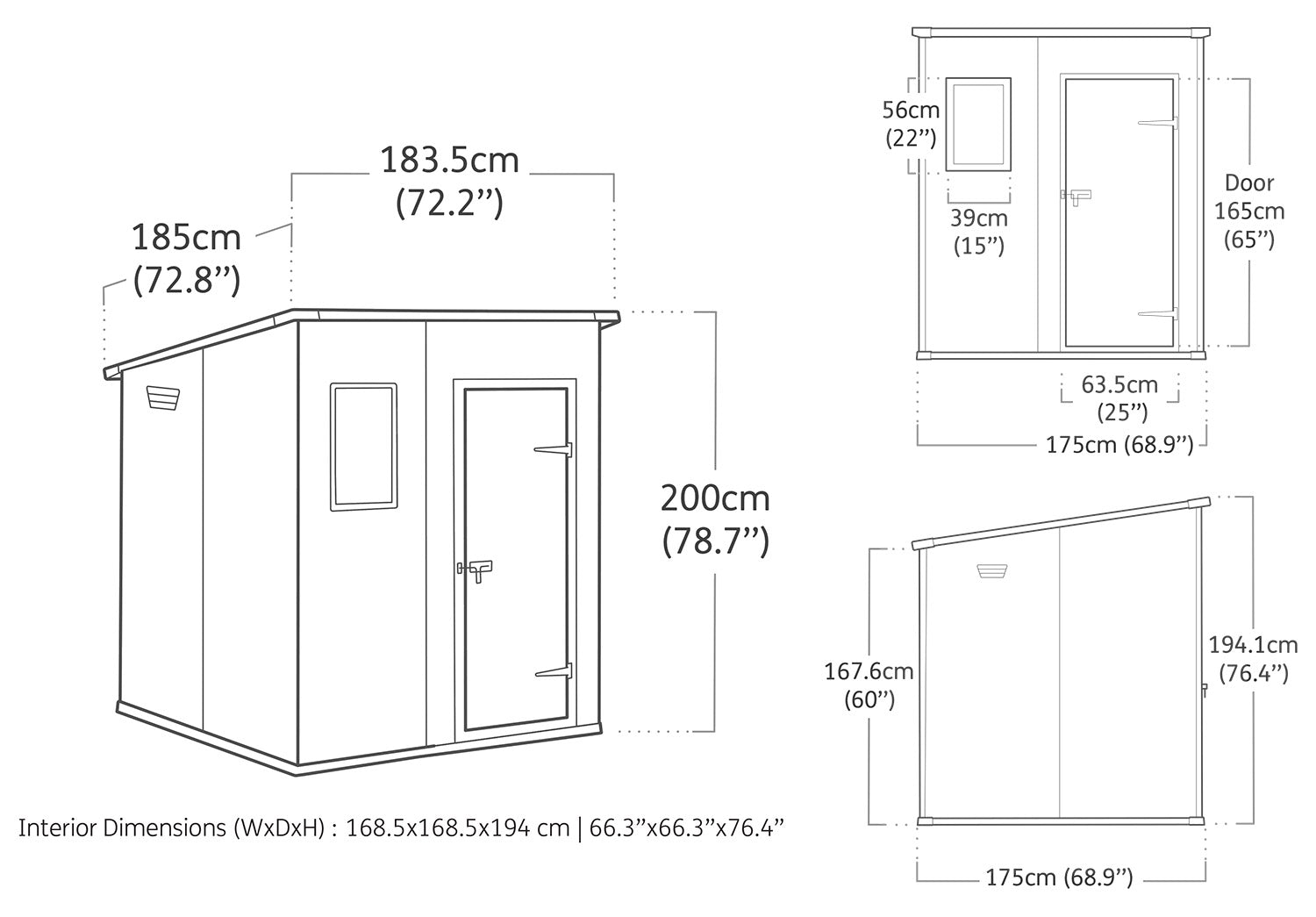 Casetta da Giardino Porta Attrezzi 183,5x185x200,5 cm in Resina Keter Manor Pent 6x6 Grigia