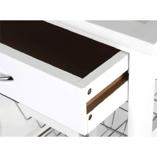 Carrello da Cucina 47x37x83 cm 3 Ceste 2 Portabottiglie in Legno MDF  Harmony Bianco