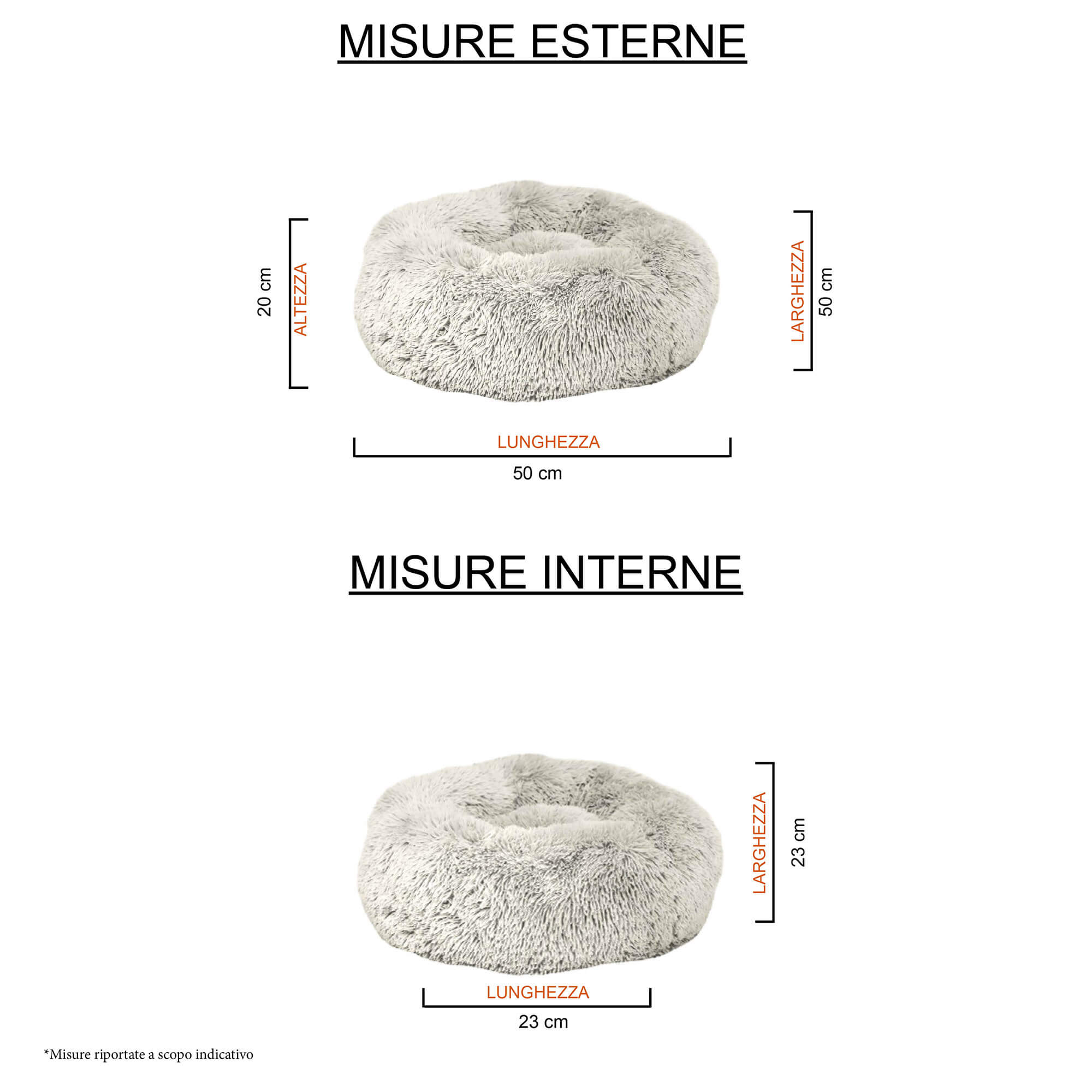 Cuccia per Cani e Gatti Ø50 cm in Poliestere Panna