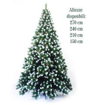 Albero di Natale Innevato Punte Rami Neve Pigne Artificiale Realistico Marilleva Altezza (cm): 270 cm