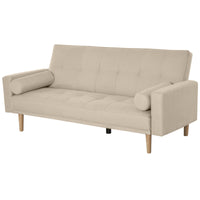 Divano Letto 3 Posti 186x84x85 cm in Tessuto  Beige