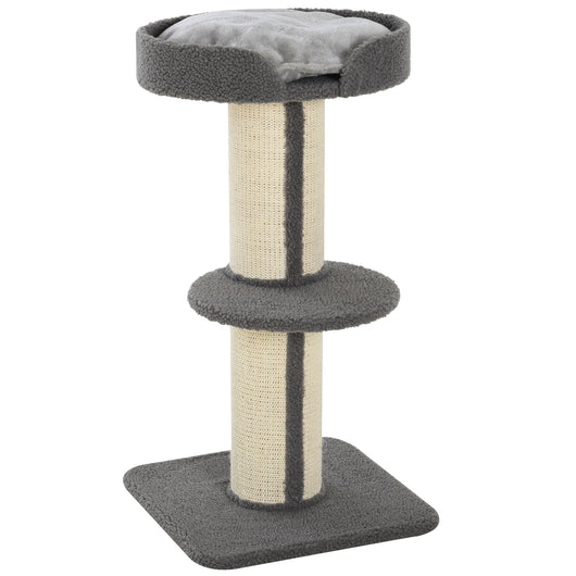 Albero Tiragraffi con Cuccia per Gatti in Legno Sisal 45x45x81 cm  Grigia