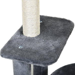 Tiragraffi con Cuccia per Gatti 2 Ripiani 48x35x100 cm in Legno Sisal  Bianco e Grigio