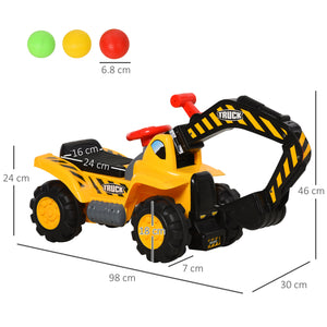 Escavatore Cavalcabile per Bambini 4 Gichi in 1   Giallo e Nero