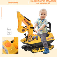 Escavatore Ruspa Cavalcabile per Bambini   Giallo e Nero