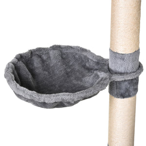 Tiragraffi con Cuccia e Cestino sospeso per Gatti 60x40x154 cm in Peluche Sisal  Grigio