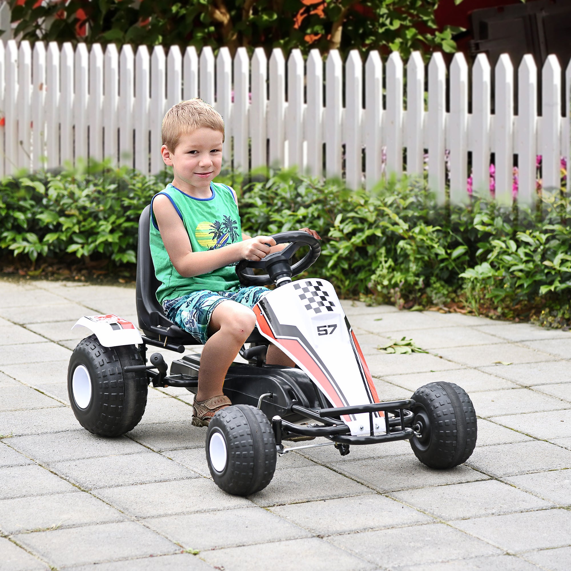 Go-Kart a Pedale per Bambini 104x66x57 cm  Bianco