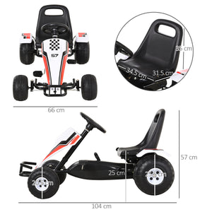 Go-Kart a Pedale per Bambini 104x66x57 cm  Bianco