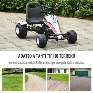 Go-Kart a Pedale per Bambini 104x66x57 cm  Bianco