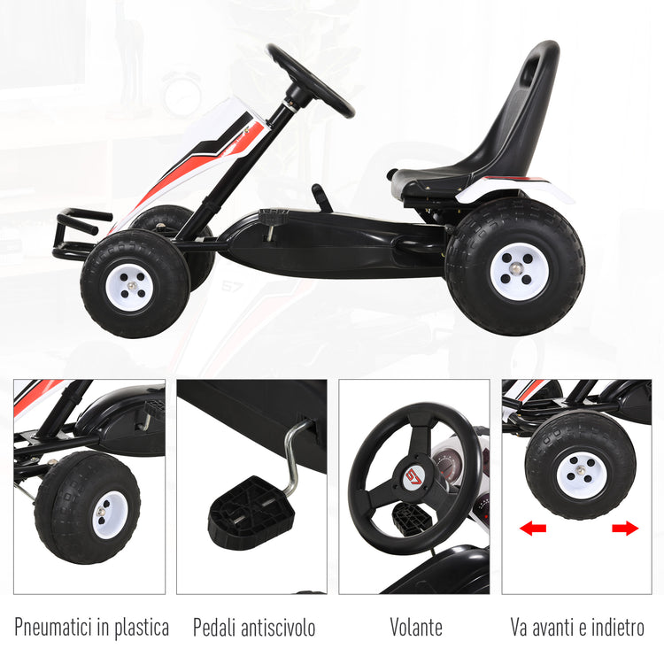 Go-Kart a Pedale per Bambini 104x66x57 cm  Bianco