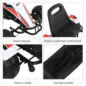 Go-Kart a Pedale per Bambini 104x66x57 cm  Bianco