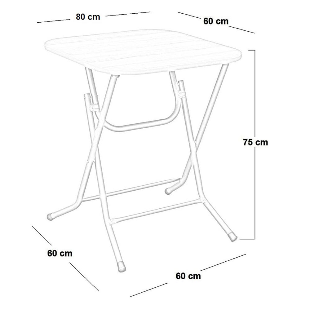 Tavolo richiudibile cm 80 x 60 in ferro con piano effetto legno