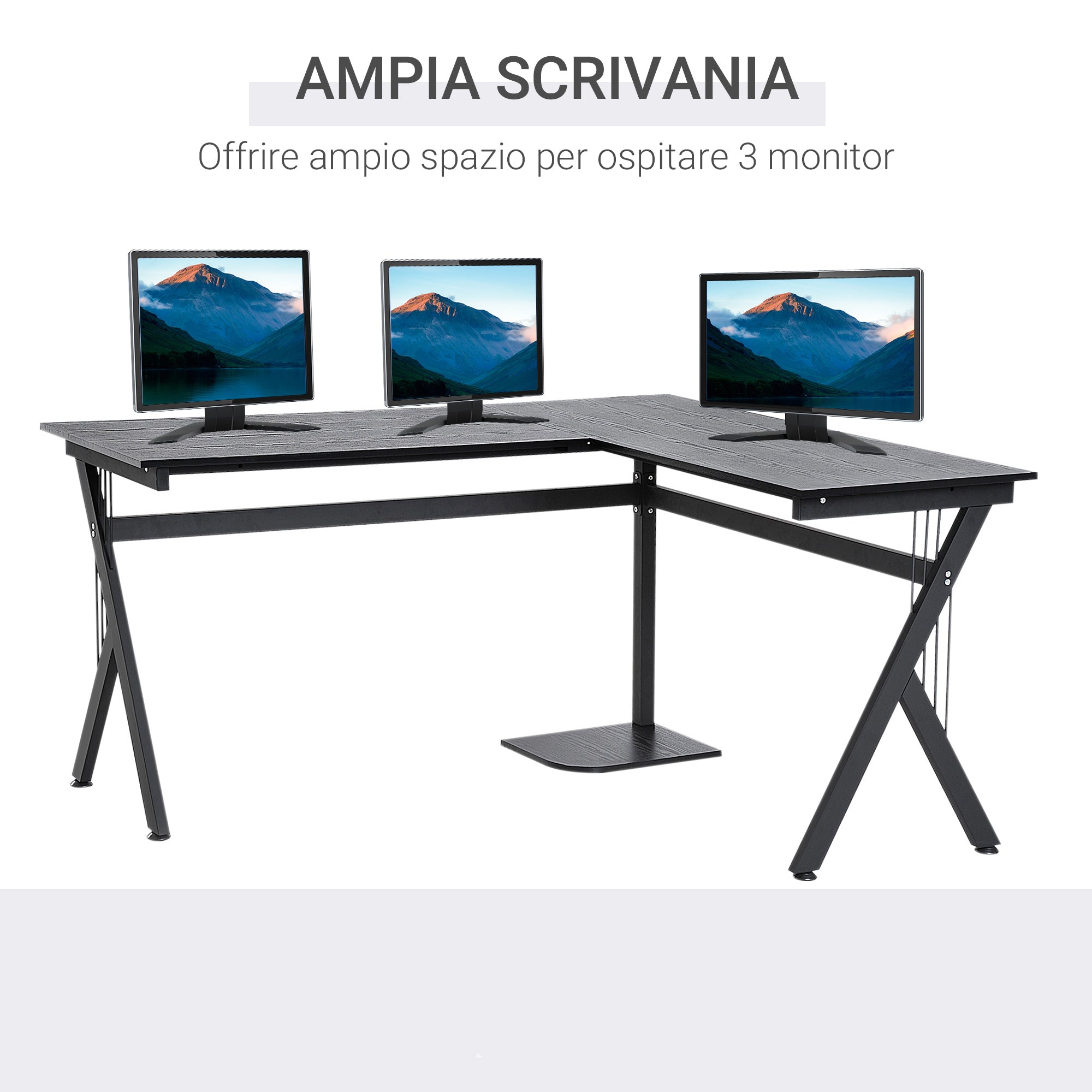 Scrivania da Ufficio Angolare 155x130x76 cm in Legno  Nera